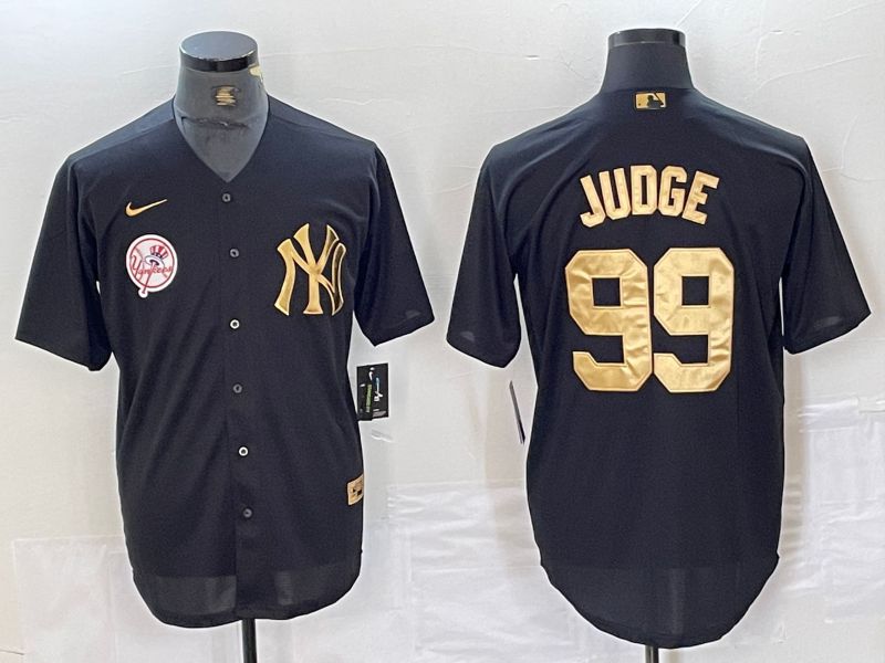 Men New York Yankees 99 Judge Black gold 4 th generation Nike 2024 MLB Jersey style 3